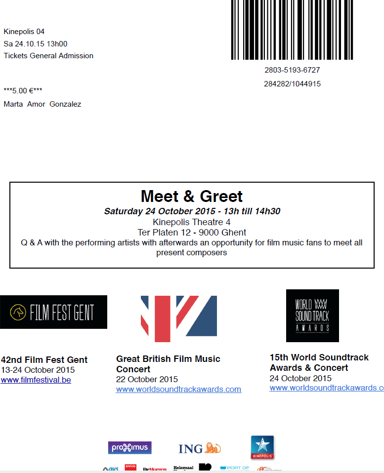 FILM FEST GHENT (MEET & GREET)
